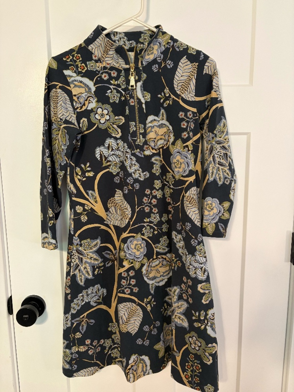 Spartina 449 Nora Half Zip Marsh Boardwalk Navy Floral Cotton Dress Peru Small